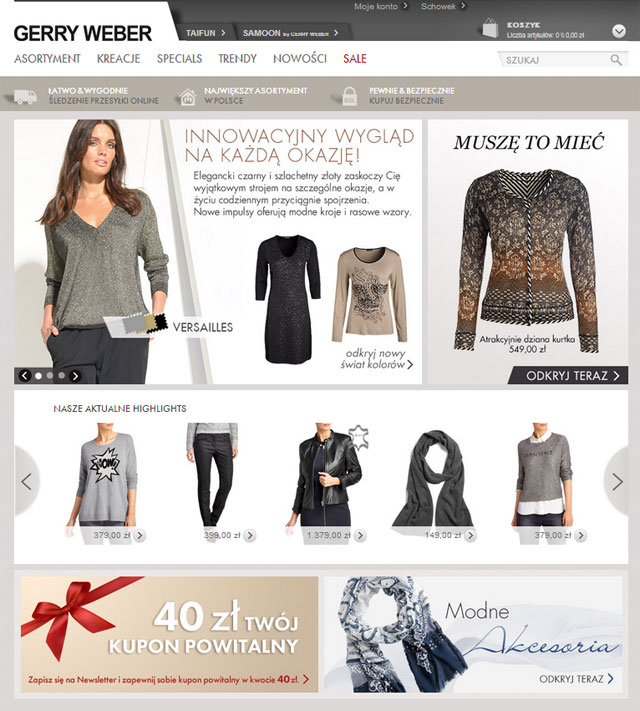 Gerry weber strona główna zrzut ekranu