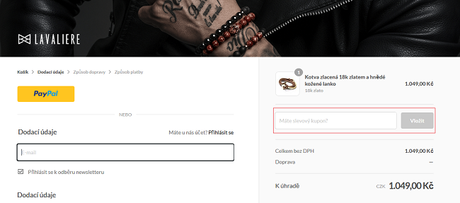 lavaliere slevový kupon